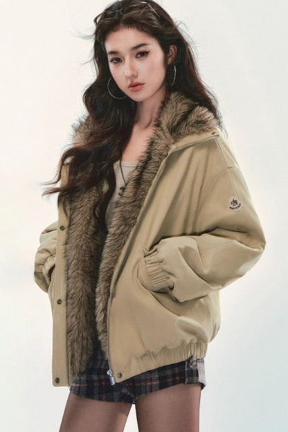 Retro Fur Collar Winter Coat