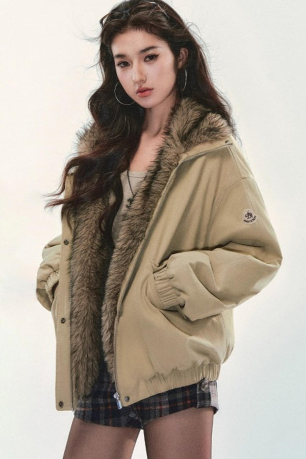 Retro Fur Collar Winter Coat