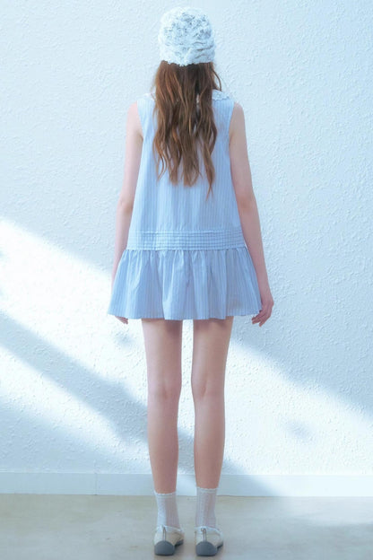 Blue Striped Sleeveless Dress