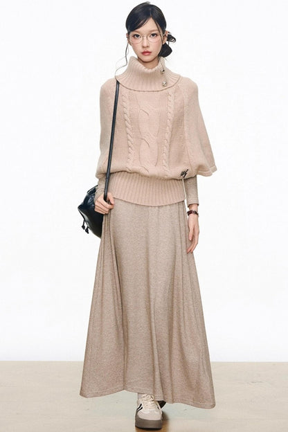 Silver Button Knitwear Dress Set-Up