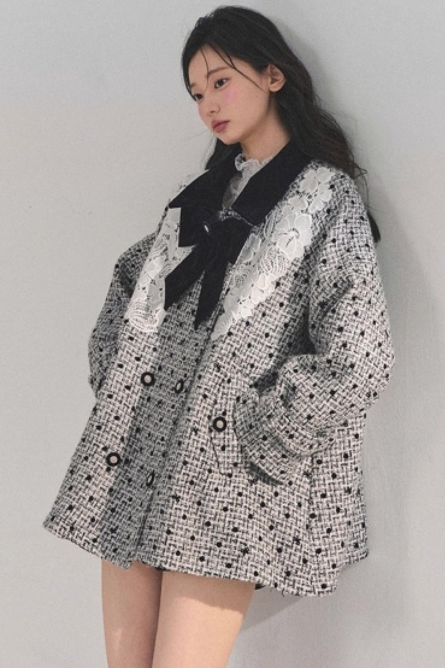 Lace Plaid Winter Coat