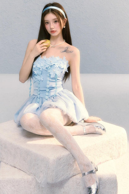 Embroidered Roses Two-Piece Skirt Set-Up