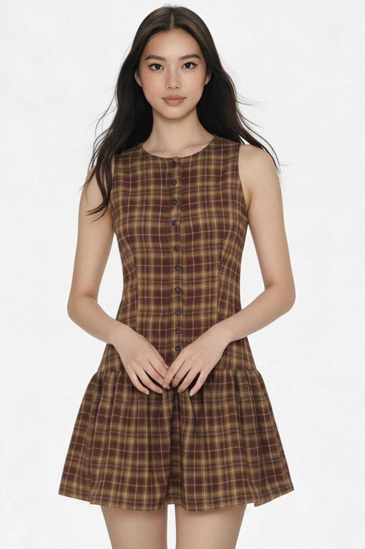 Retro Plaid Vest Dress