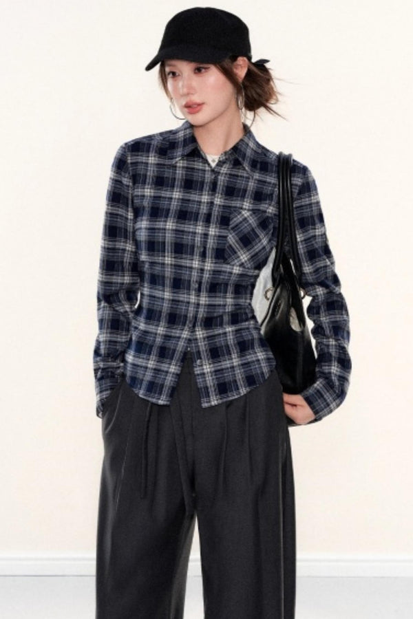 Plaid Waist-Cinching Shirt