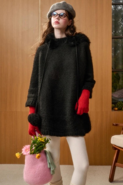 Hooded Wool Cape Dress