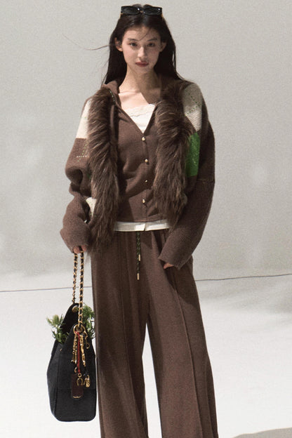 Tears Knit Top & Wide-Leg Pants Set-Up