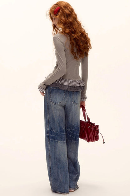 Velvet Wool Plaid Base Layer Top