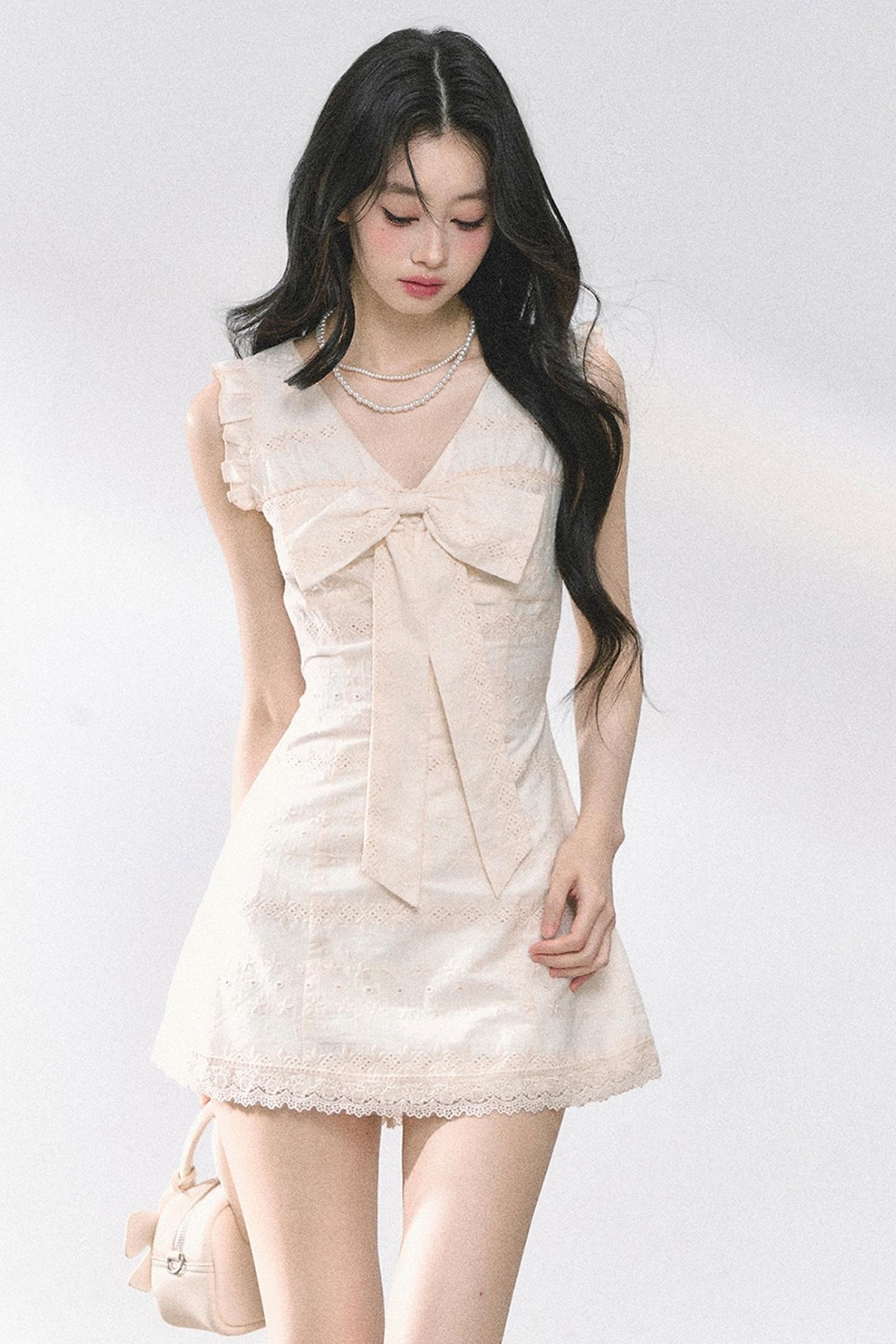 Summer Lace V-Neck Mini Dress