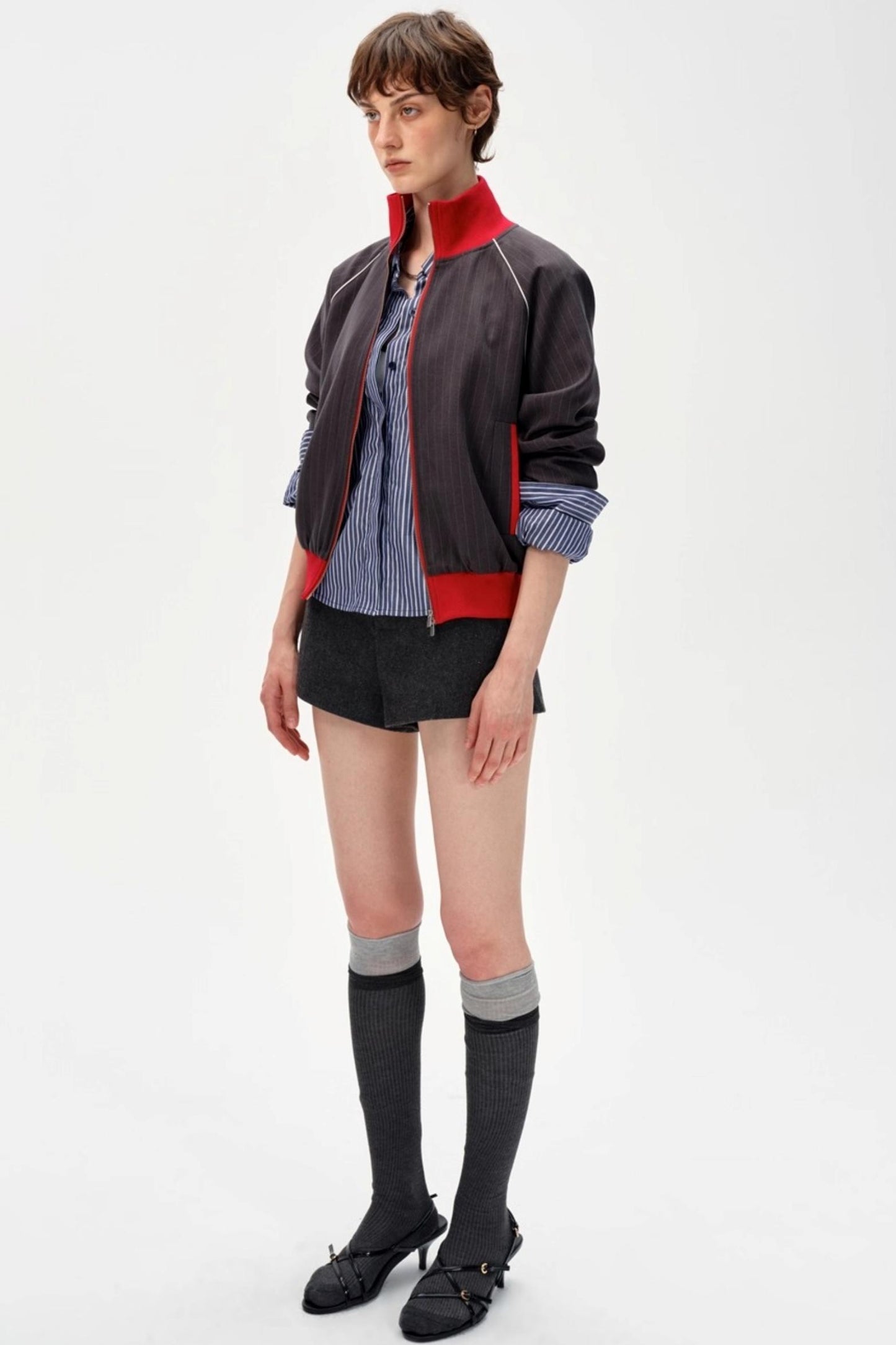 Retro Double Zipper Slim Jacket