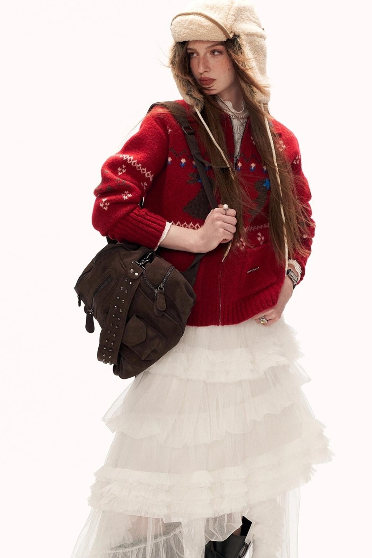 Snowflake Rabbit Knit Cardigan