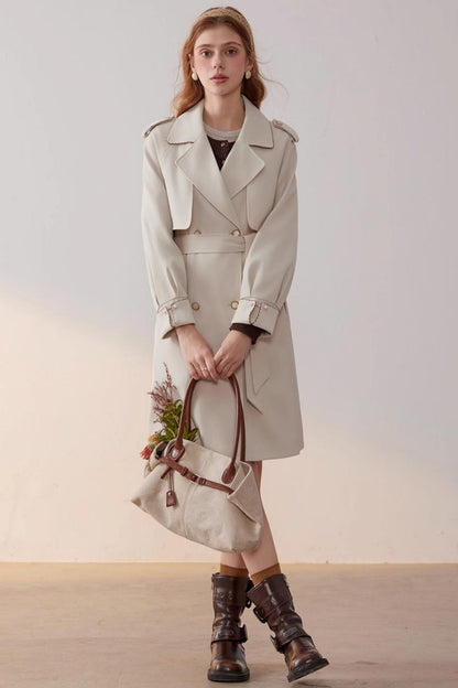 Beige Collar Trench Coat