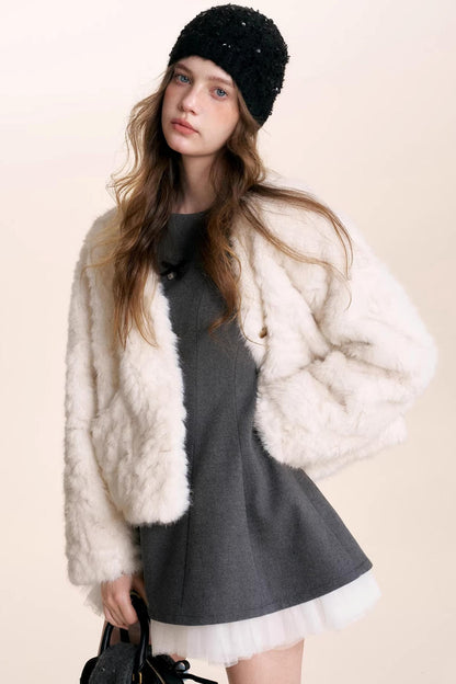 Romantic Mesh Woolen Dress