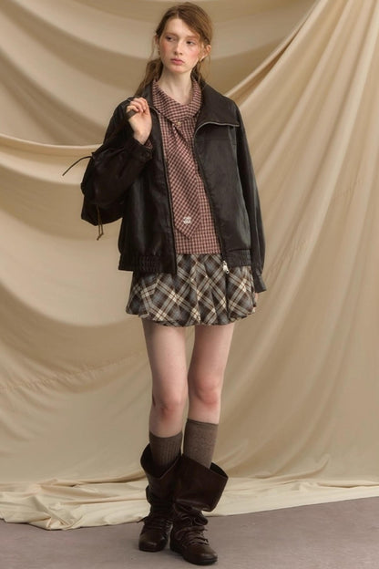 Ultra-Soft Vintage Brown Leather Womens Flight Jacket