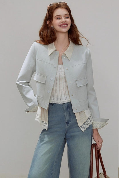 Striped Lace Sleeve Top