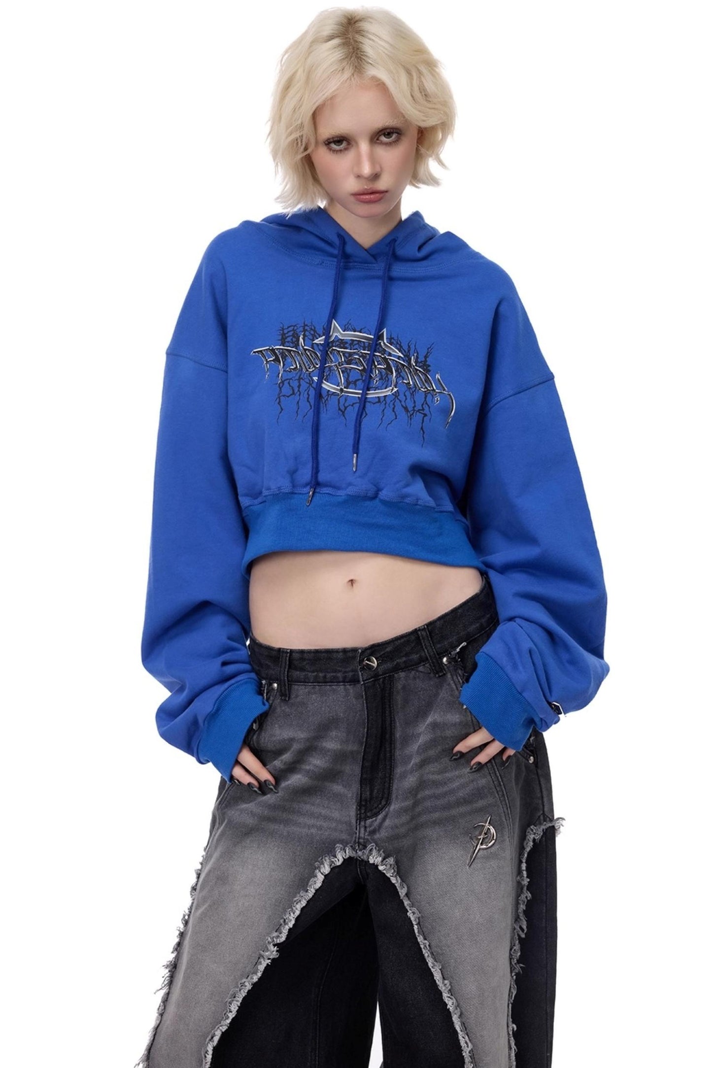 Thorn Print Hooded Fleece Sweatshirt