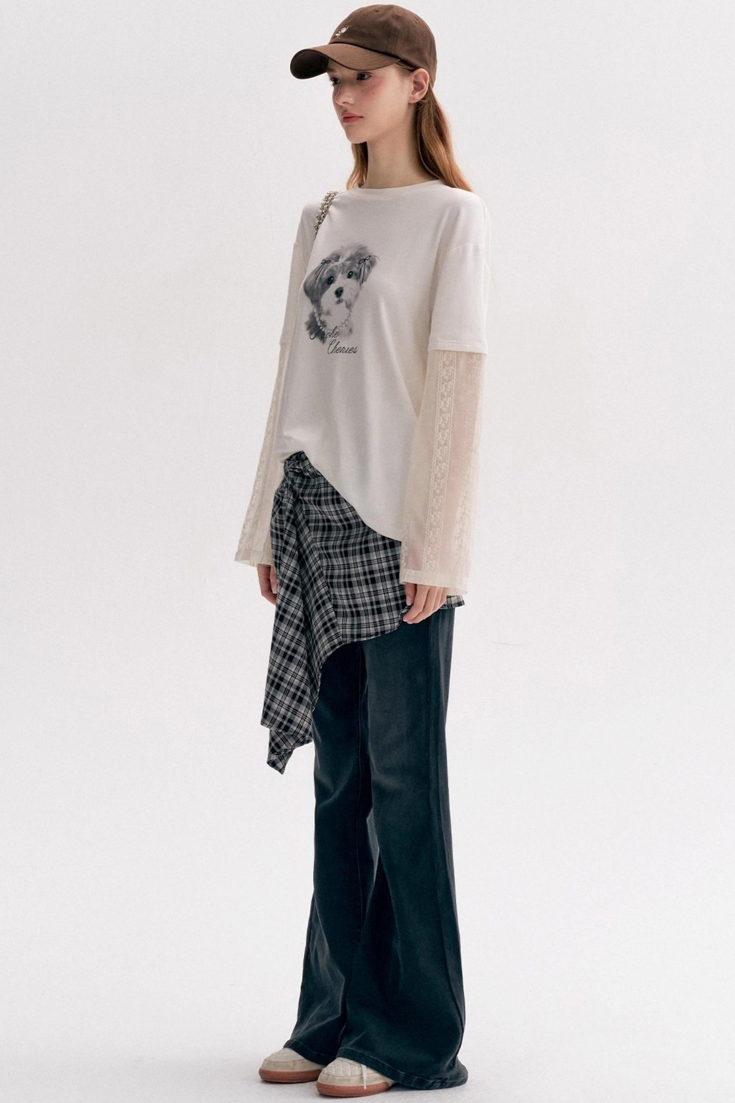 Puppy Painted Tencel Long-sleeve T-shirt