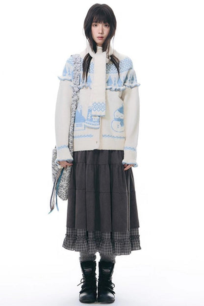 Jacquard-Winterpullover-Set-up mit Schneeansicht
