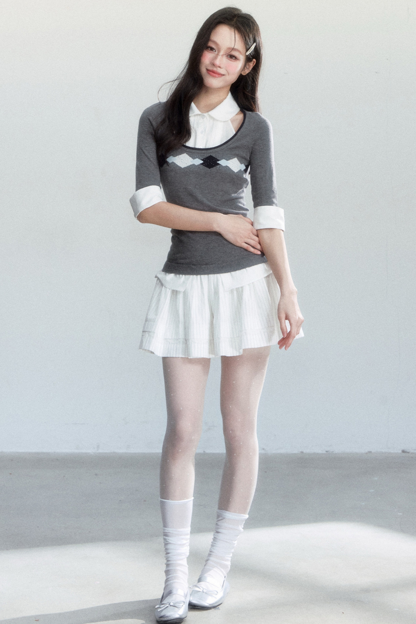 Retro Jacquard Knit Top Set-Up