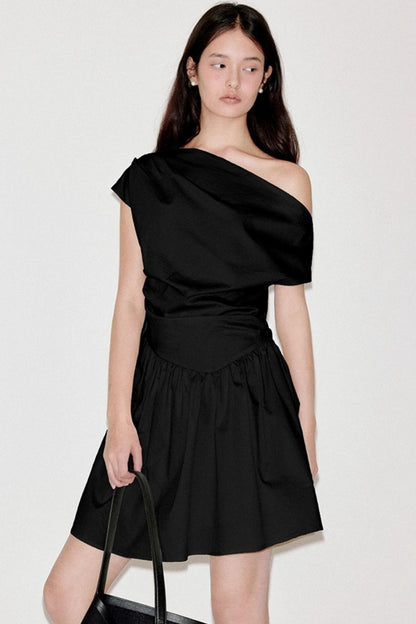 Upright Pleated Shoulder Dress