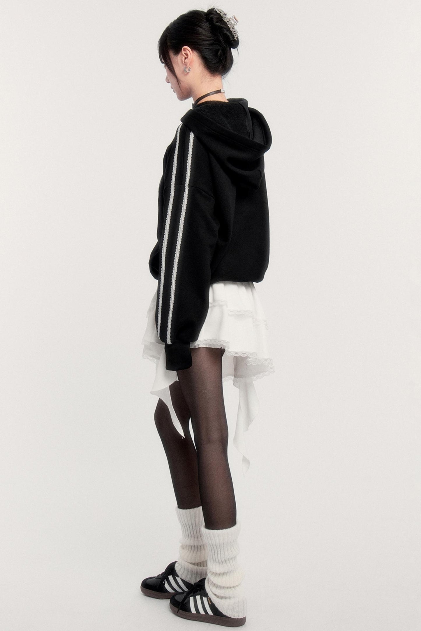 Sports Hooded Top & Skirt Set-Up