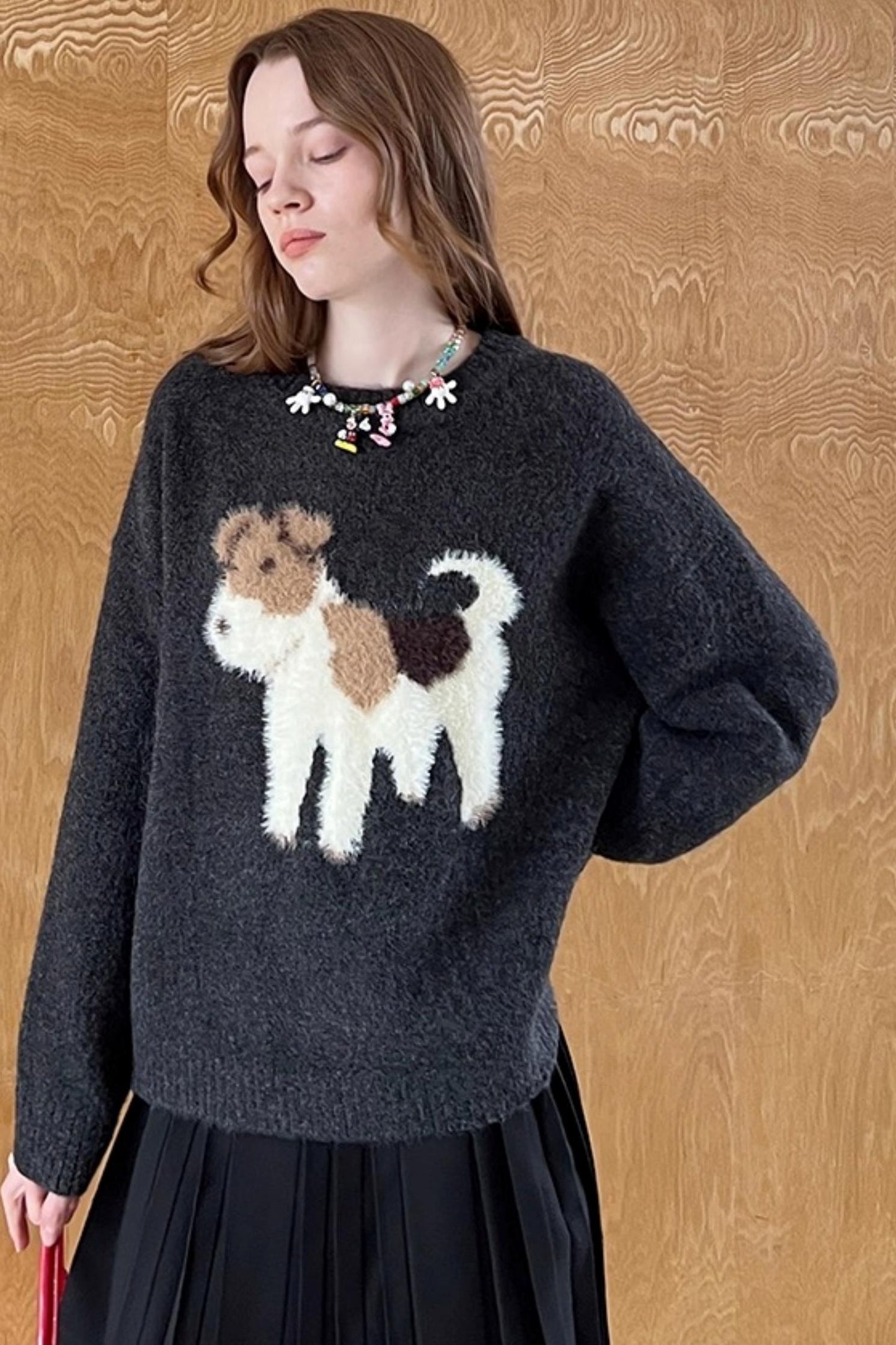 Puppy Jacquard Cloud Sweater