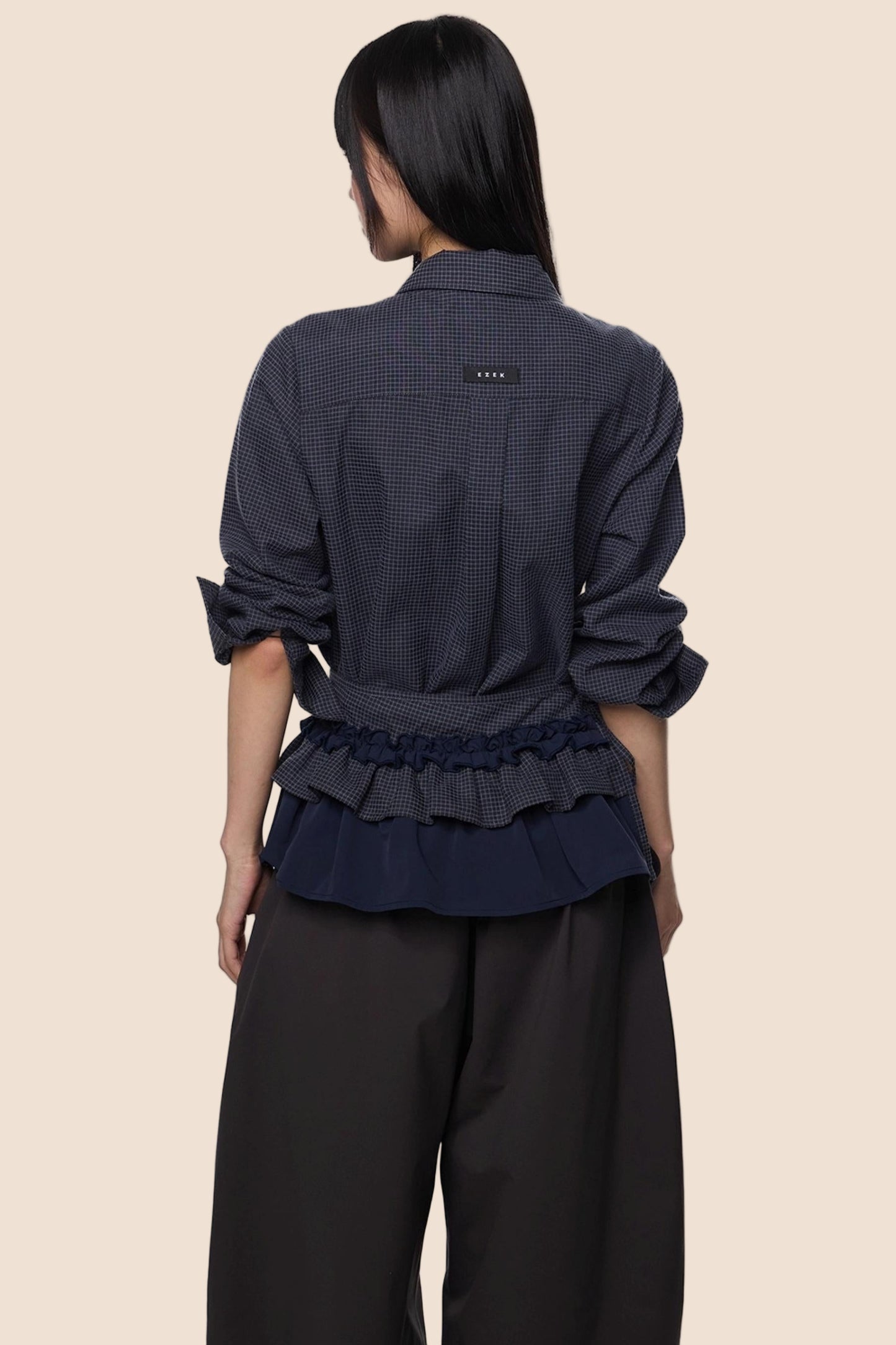 Vintage Pleated Plaid Shirt