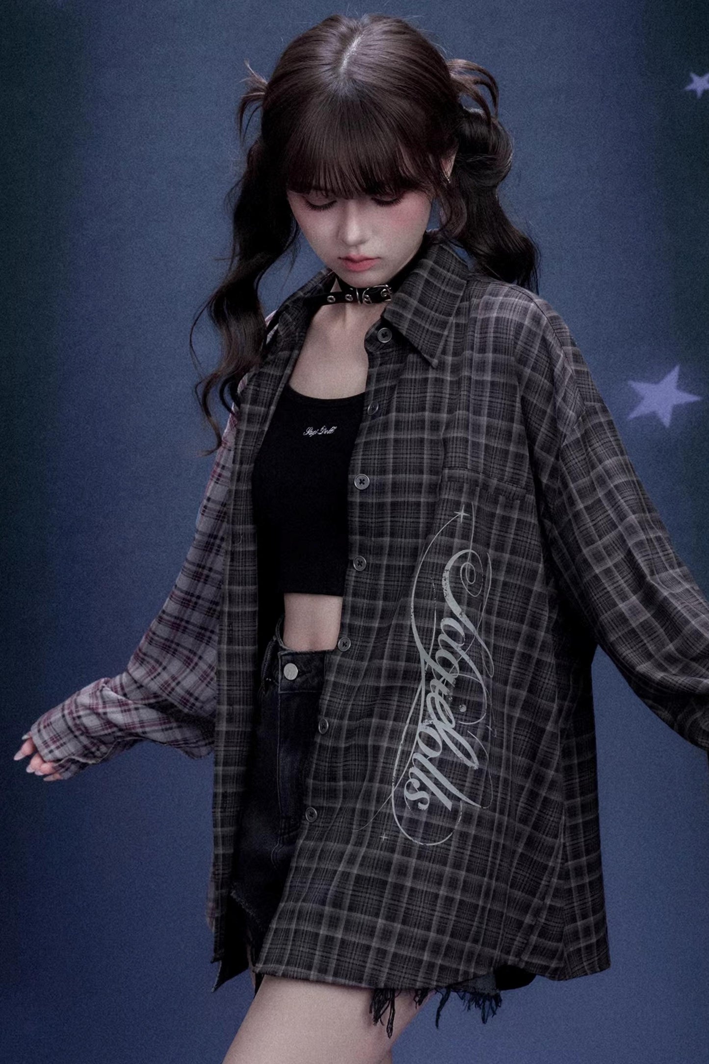 Plaid Asymmetric Patchwork Shirt