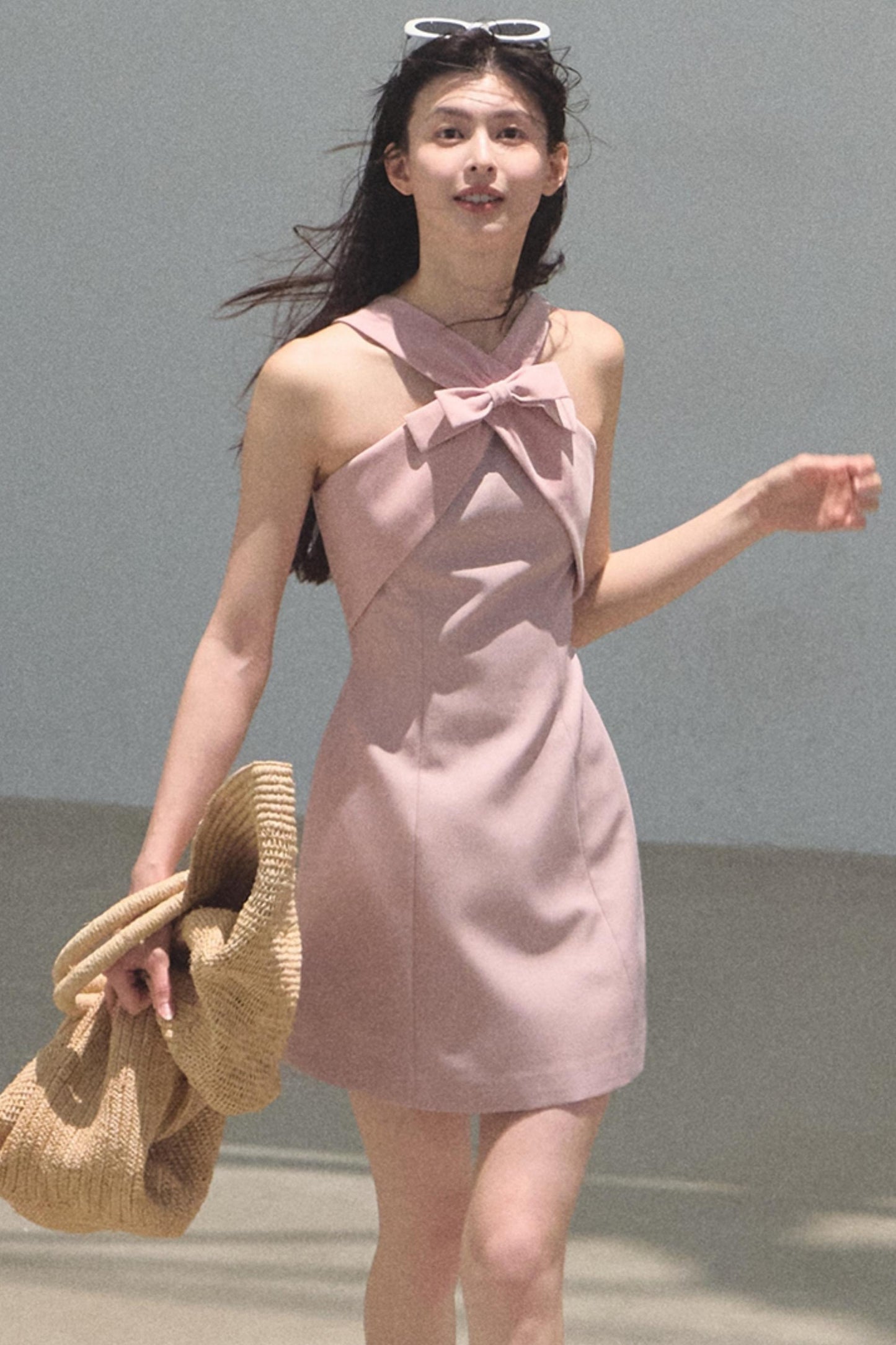 Cherry Melon Sleeveless Halterneck A-Line Dress