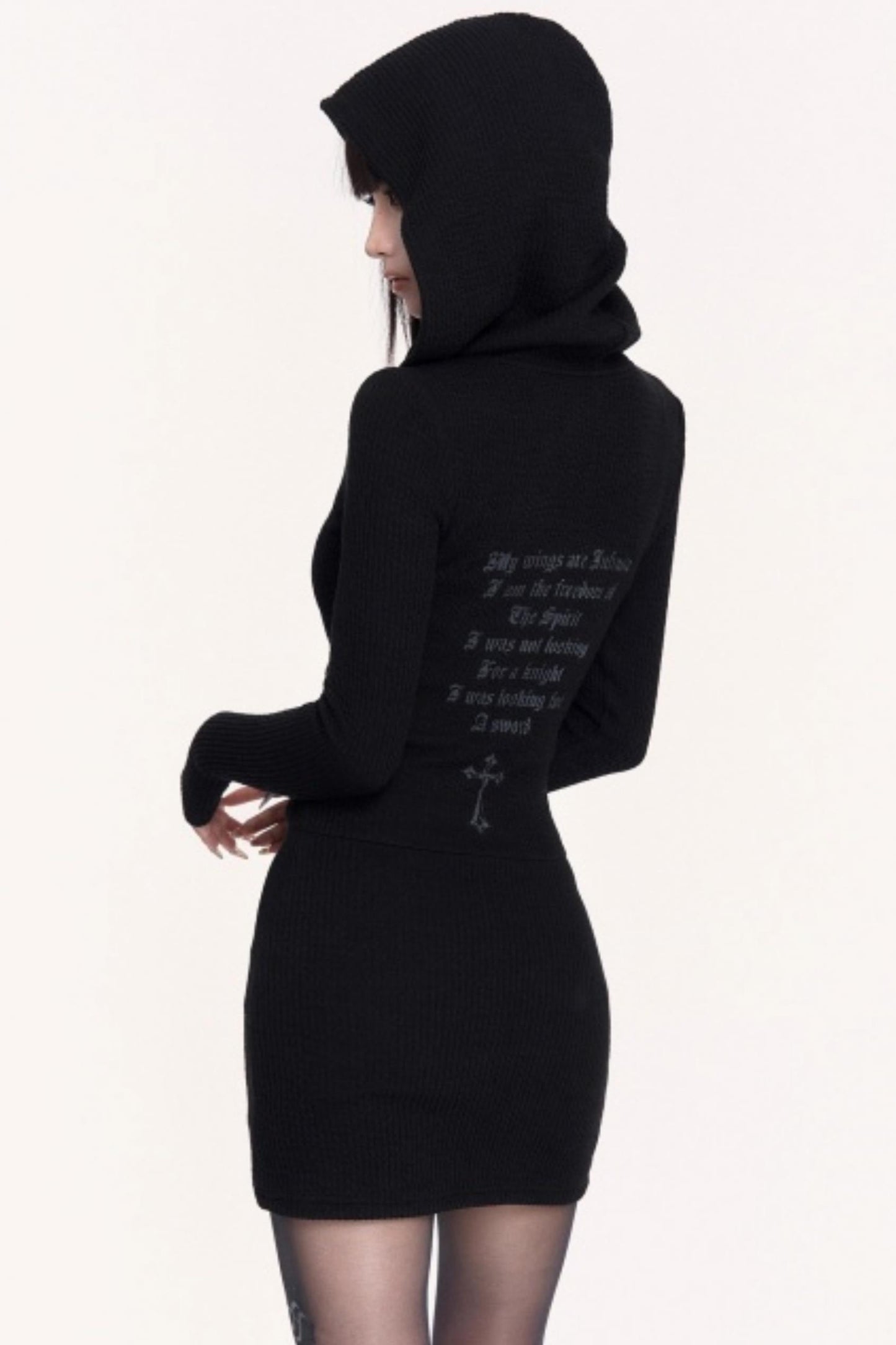 Print Hooded Slimming Base Dress