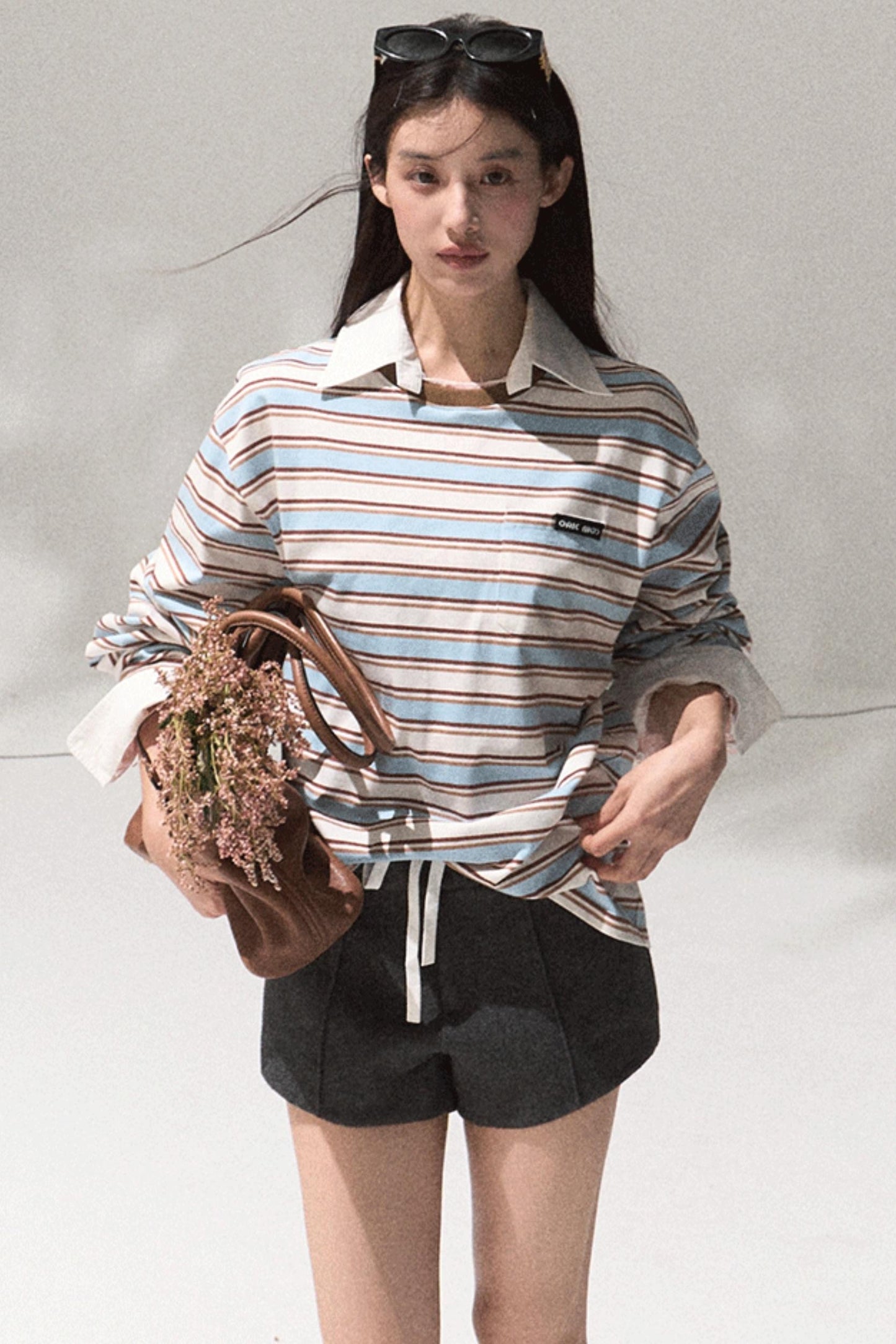 Contrasting Striped Cotton Top