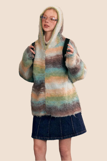 American Loose Gradient Knit Sweater Jacket