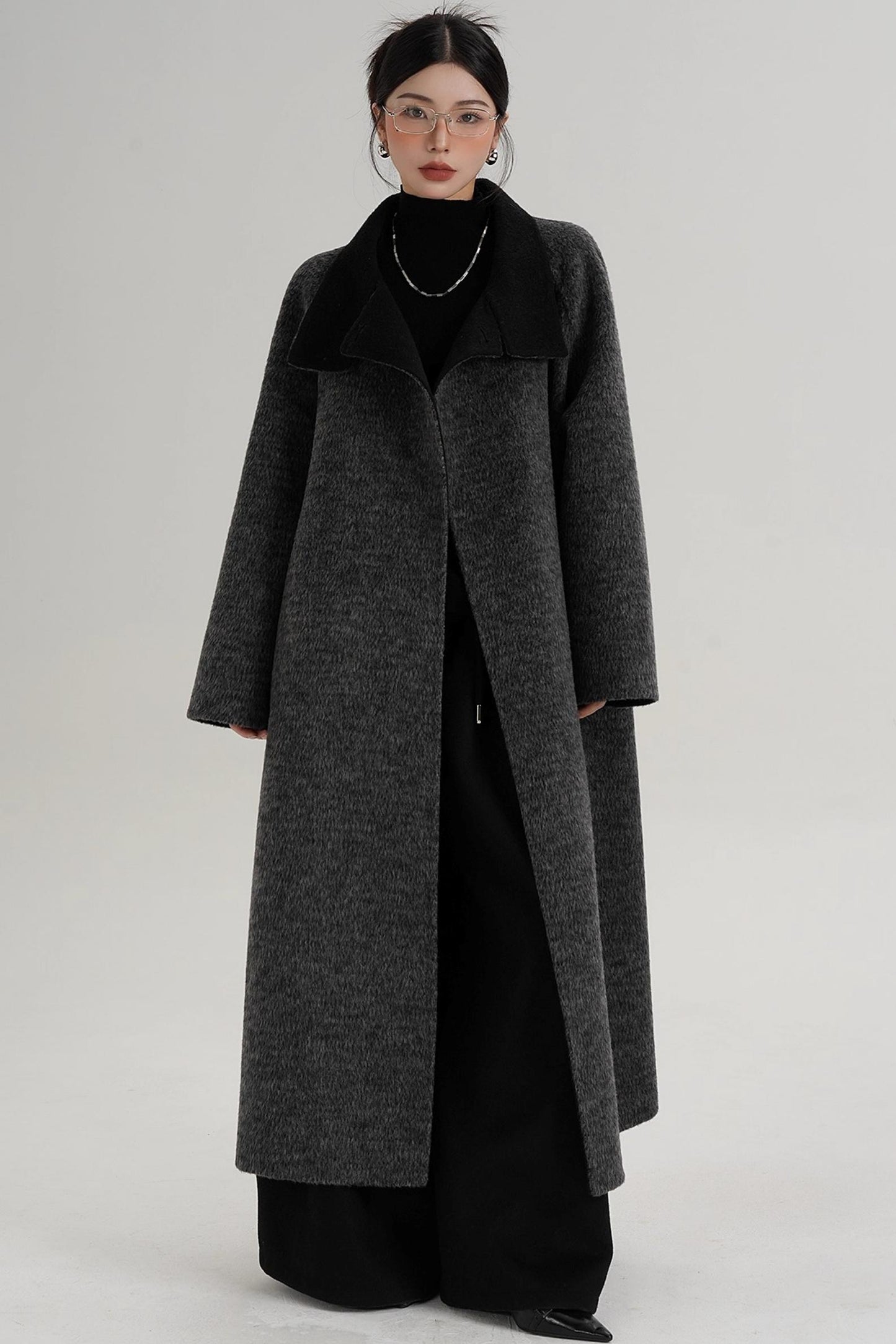 Elegant Athens Gray Wool Coat