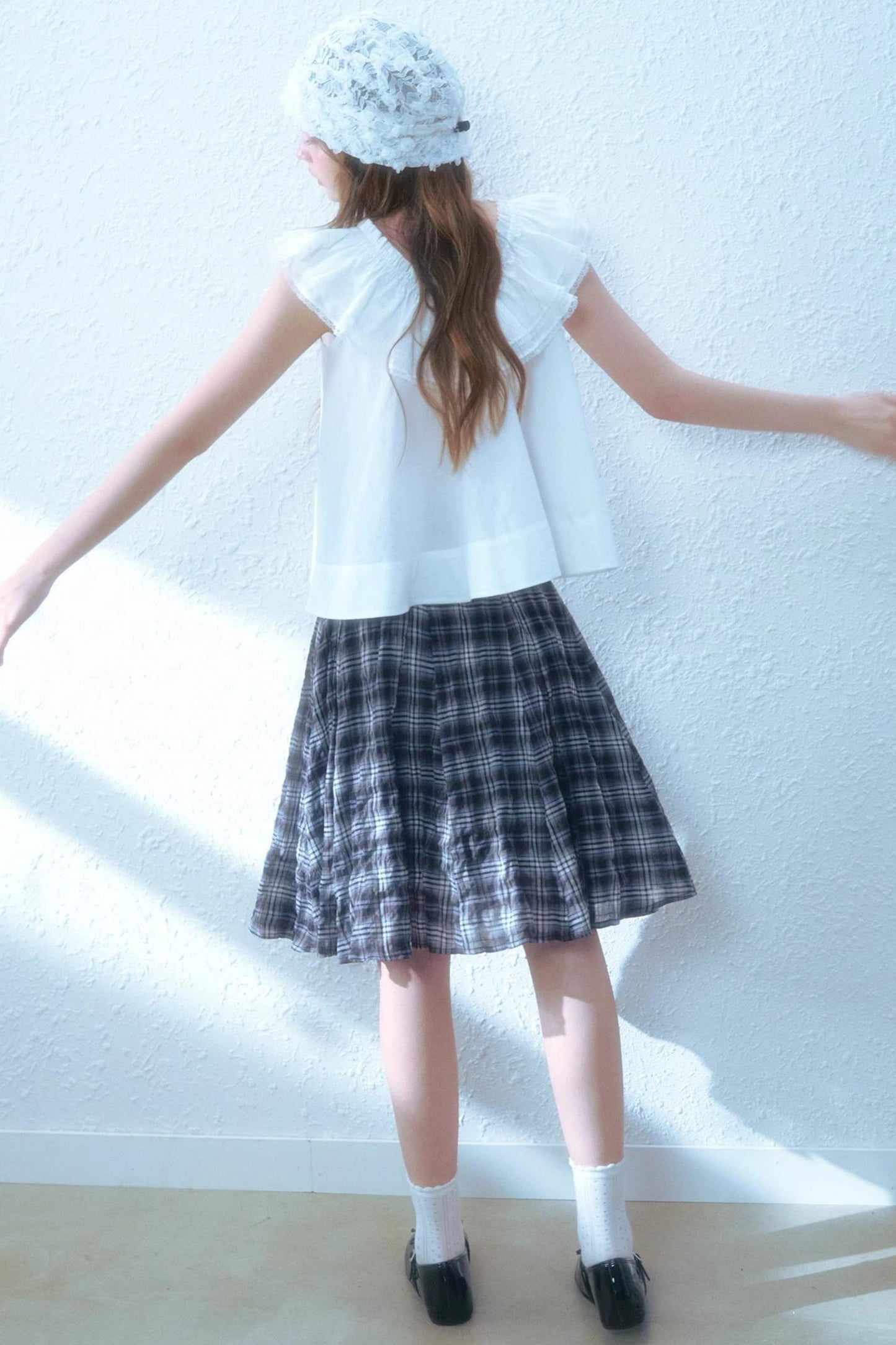 Chic Checkered Midi Skirt Set-Up