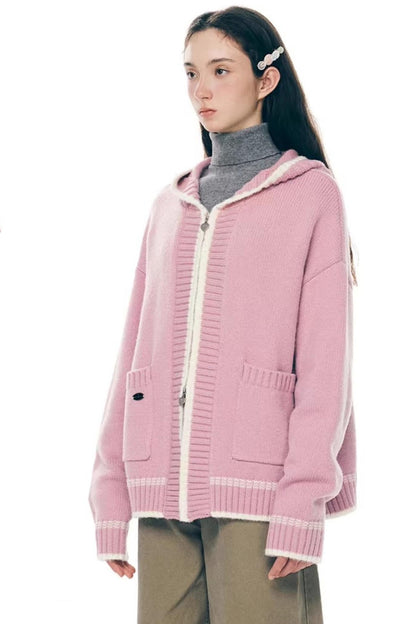 Velvet Snow Hooded Cardigan