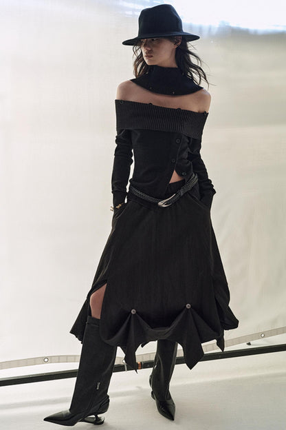 Light And Shadow One-shoulder Top