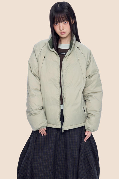 Plaid Retro White Duck Down Jacket