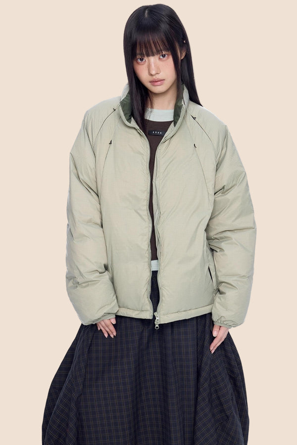 Plaid Retro White Duck Down Jacket