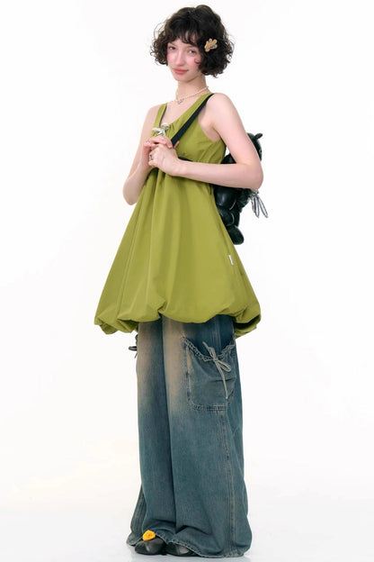 Green Bud Sleeveless Dress