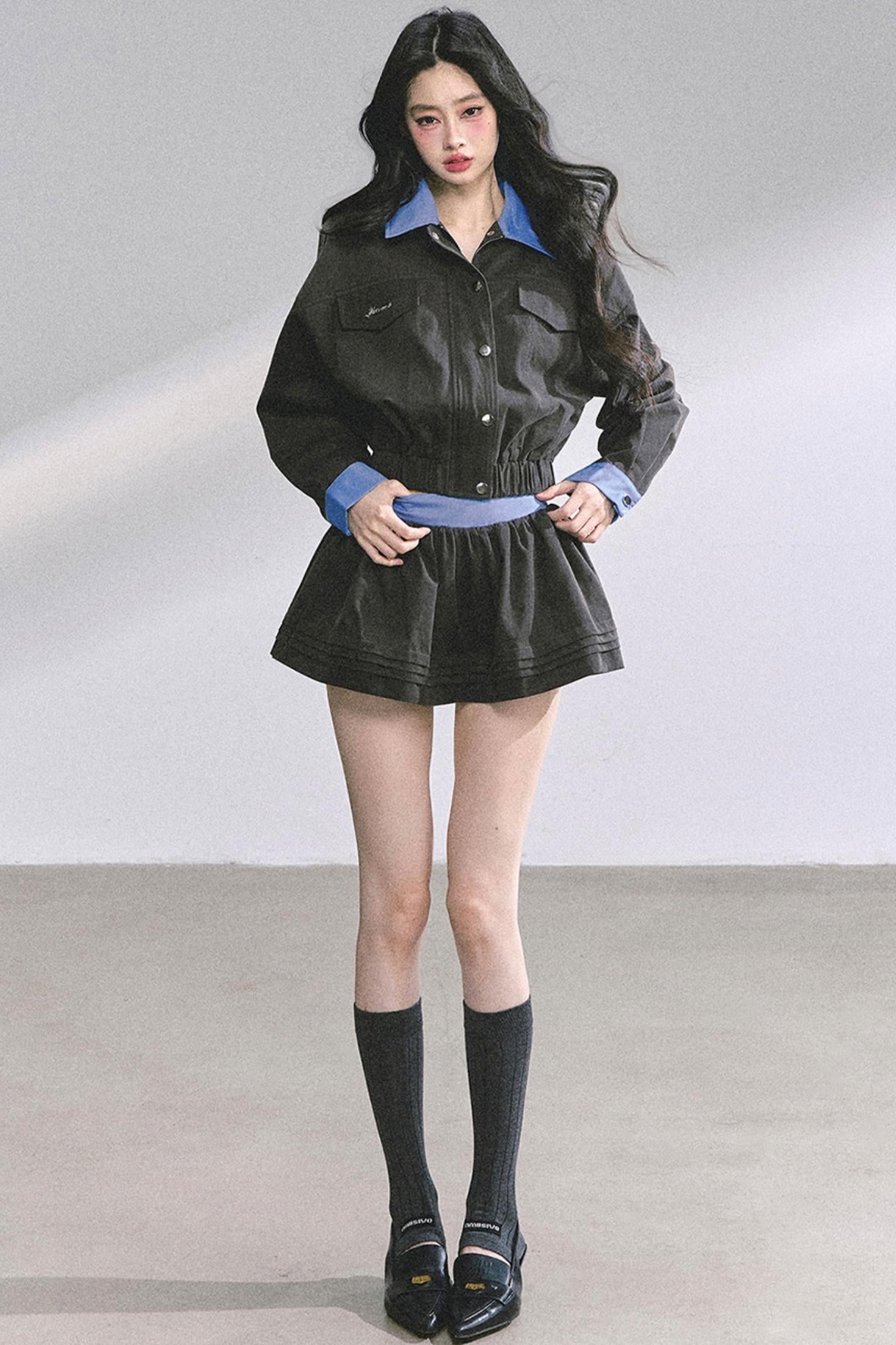 Womens Coat & Short Skirt Set-Up