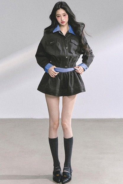 Womens Coat & Short Skirt Set-Up