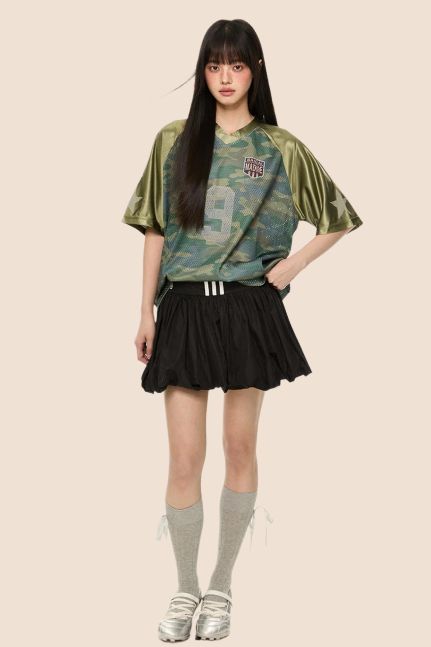 Retro Camo V-Neck Tee