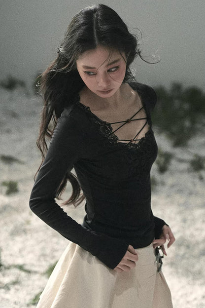 Lace V-Neck Summer Top