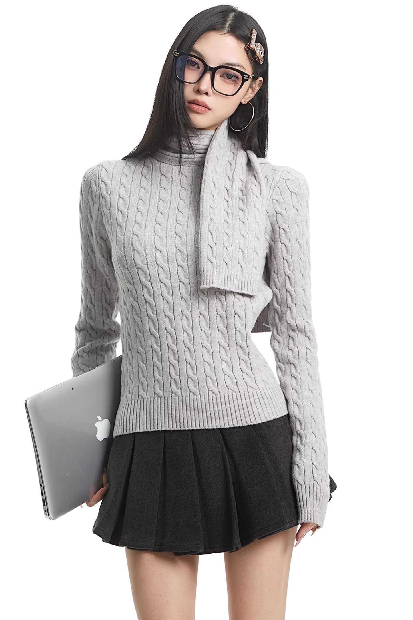 레트로 하이넥 니트 스웨터