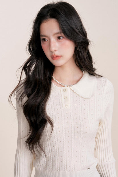 Romantic French Knit Long Sleeve Top