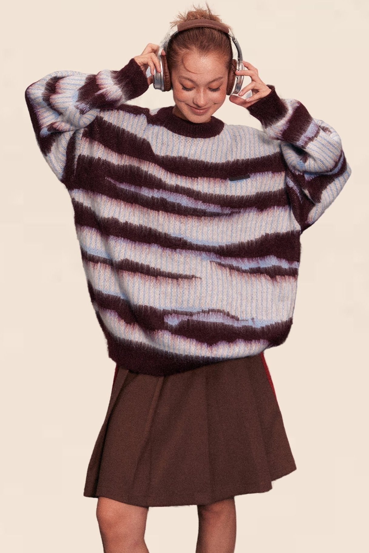 Vintage Mohair Contrast Stripe Pullover Sweater