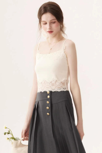 Lace Patchwork Camisole Cardigan Set