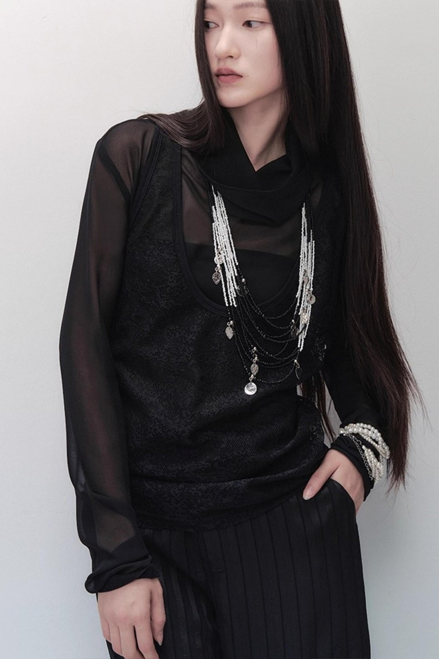 Sparse Shadow Lace Top