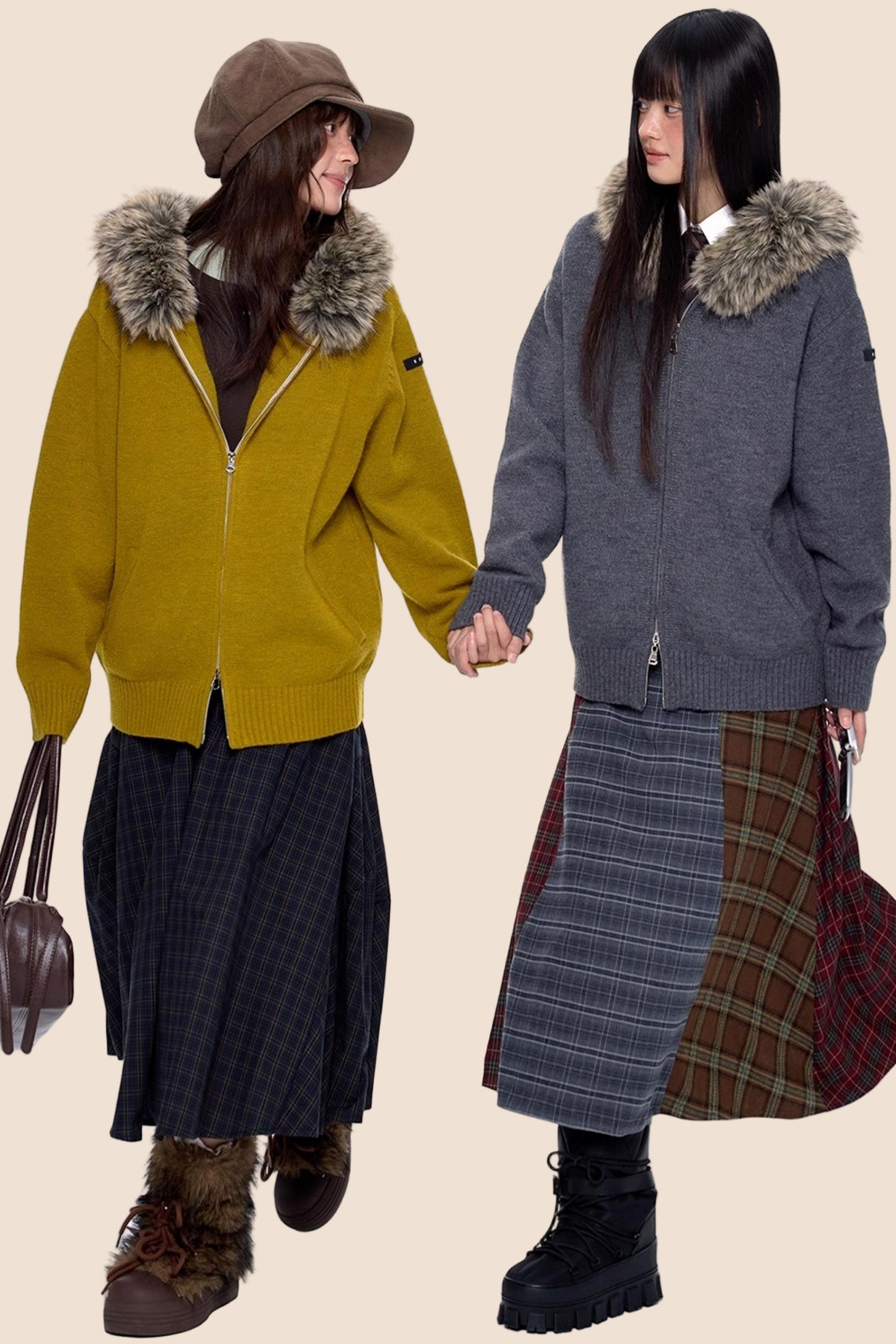 Vintage Knit Hooded Cardigan