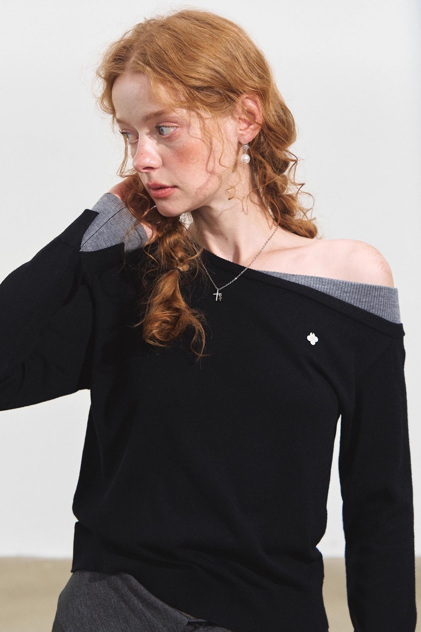 Contrasting Slanted Two Sweaters