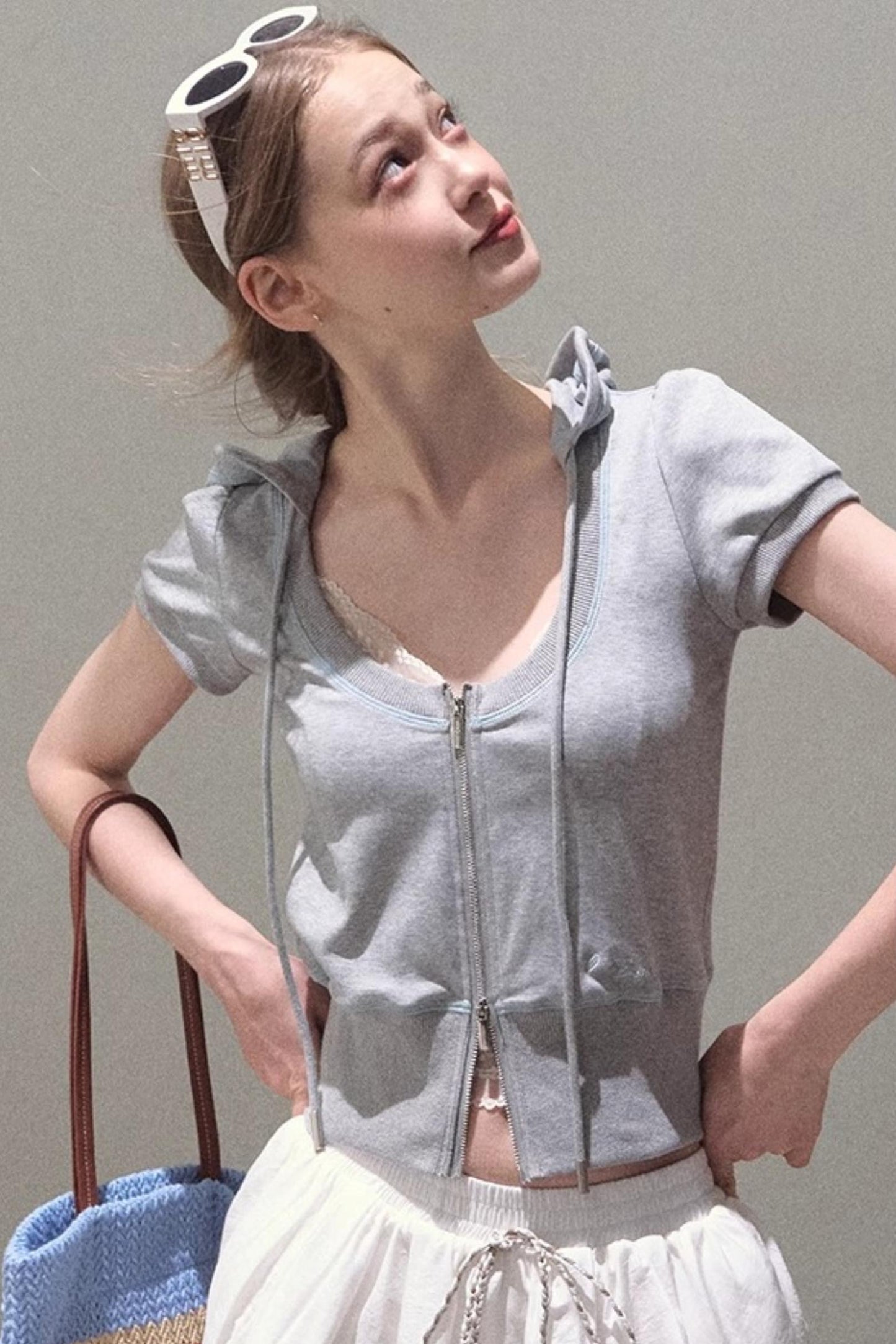 Color Block U-Neck Hooded Cardigan